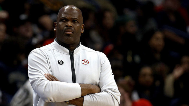 NEW ORLEANS, LOUISIANA - FEBRUARY 07: Atlanta Hawks head coach Nate McMillan looks on during the third quarter of an NBA game against the New Orleans Pelicans at Smoothie King Center on February 07, 2023 in New Orleans, Louisiana.