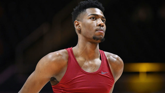 KNOXVILLE, TENNESSEE - FEBRUARY 15: Brandon Miller #24 of the Alabama Crimson Tide stands on the court during warm ups before their game against the Tennessee Volunteers at Thompson-Boling Arena on February 15, 2023 in Knoxville, Tennessee.