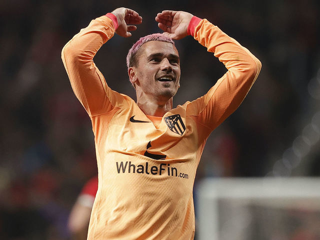 MADRID, SPAIN - FEBRUARY 19: Antoine Griezmann of Atletico Madrid celebrates after scoring a goal during the LaLiga Santander week 22 football match between Atletico Madrid and Atletic Bilbao at Civitas Metropolitano Stadium in Madrid, Spain on February 19, 2023.