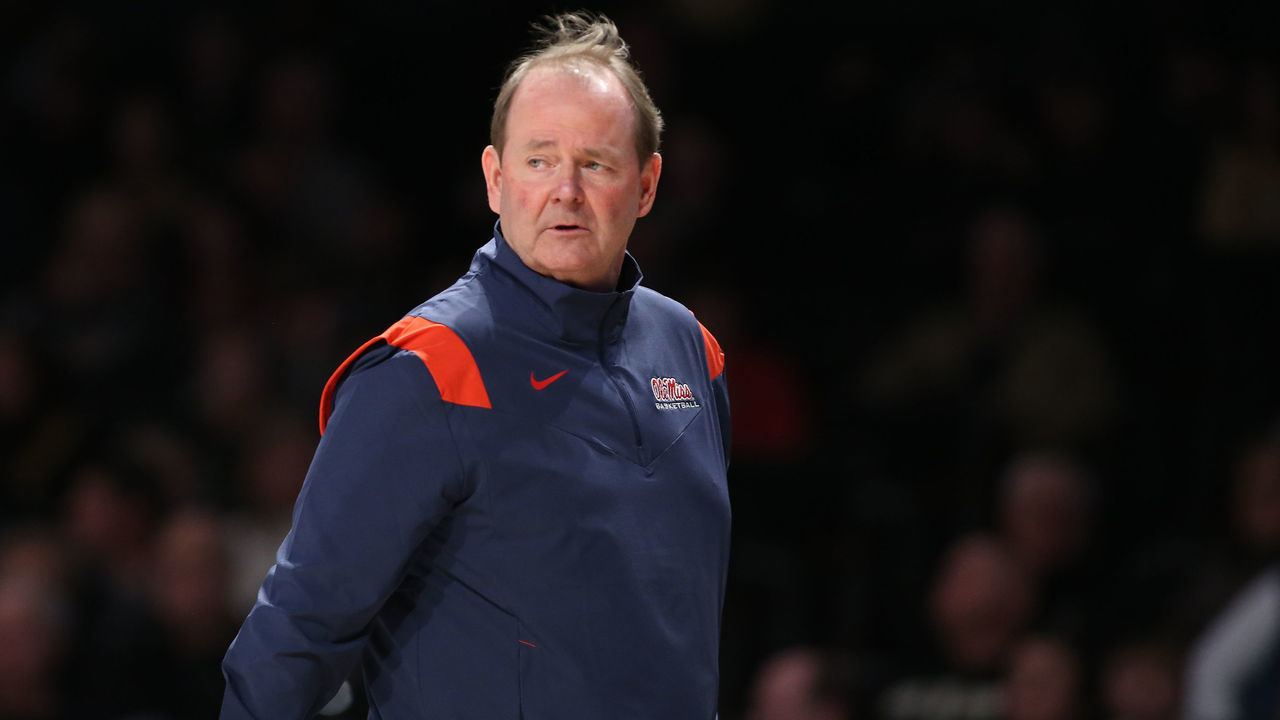 NASHVILLE, TN - FEBRUARY 04: Mississippi Rebels head coach Kermit Davis watches play from the sideline during a game between the Vanderbilt Commodores and Mississippi Rebels, January 4, 2023 at Memorial Gymnasium in Nashville, Tennessee.