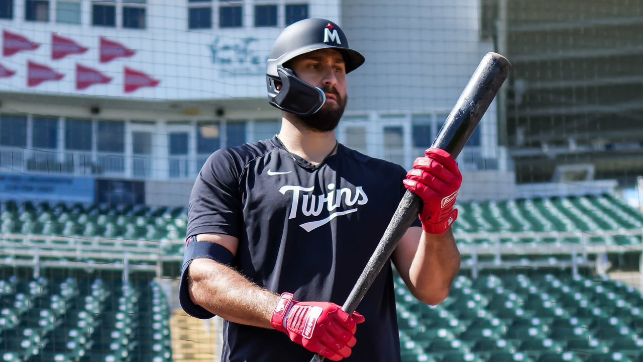 FORT MYERS, FL- FEBRUARY 19: Joey Gallo #13 of the Minnesota Twins looks on during a team workout on February 19, 2023 at the Hammond Stadium in Fort Myers, Florida.
