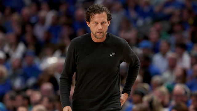 DALLAS, TEXAS - APRIL 16: Head coach Quin Snyder reacts as the Utah Jazz take on the Dallas Mavericks in the second quarter of Game One of the Western Conference First Round NBA Playoffs at American Airlines Center on April 16, 2022 in Dallas, Texas.