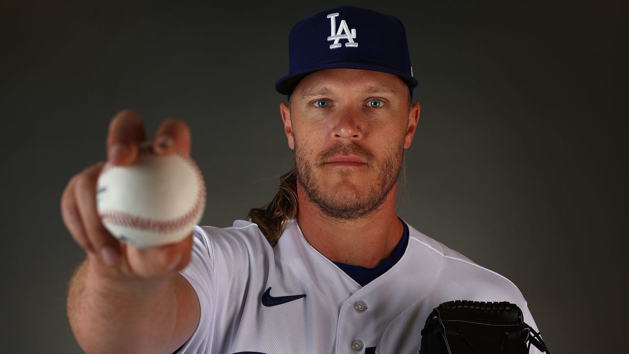 GLENDALE, ARIZONA - FEBRUARY 22: Pitcher Noah Syndergaard #43 of the Los Angeles Dodgers poses for a portrait during MLB photo day at Camelback Ranch on February 22, 2023 in Glendale, Arizona.