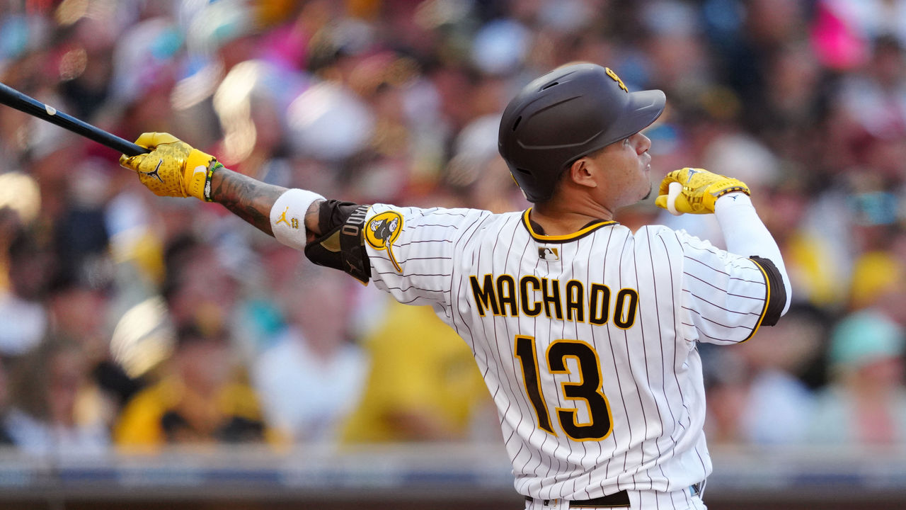 Manny Machado talks to the media before the 2022 All-Star Game