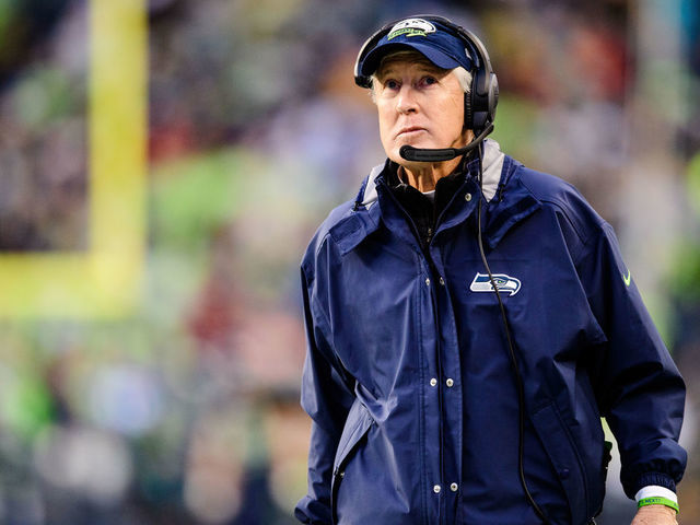SEATTLE, WASHINGTON - JANUARY 08: Head coach Pete Carroll of the Seattle Seahawks looks on during the fourth quarter against the Los Angeles Rams at Lumen Field on January 08, 2023 in Seattle, Washington.
