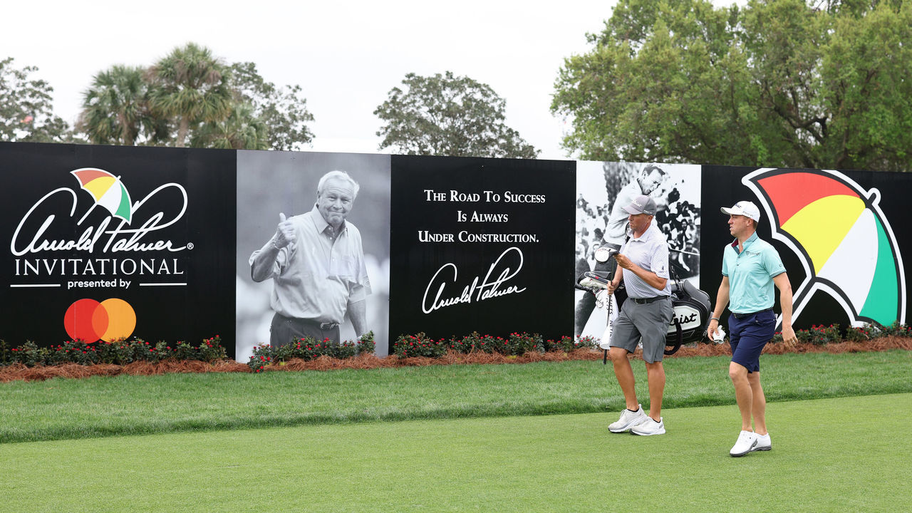 ORLANDO, FLORIDA - FEBRUARY 28: Justin Thomas of the USA practices on the driving range prior to the Arnold Palmer Invitational presented by Mastercard at Arnold Palmer Bay Hill Golf Course on February 28, 2023 in Orlando, Florida.