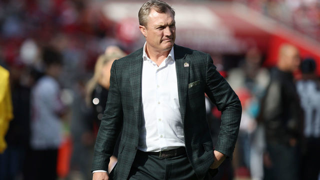 SANTA CLARA, CALIFORNIA - DECEMBER 24: San Francisco 49ers general manager, John Lynch, looks on before the game against the Washington Commanders at Levi's Stadium on December 24, 2022 in Santa Clara, California.