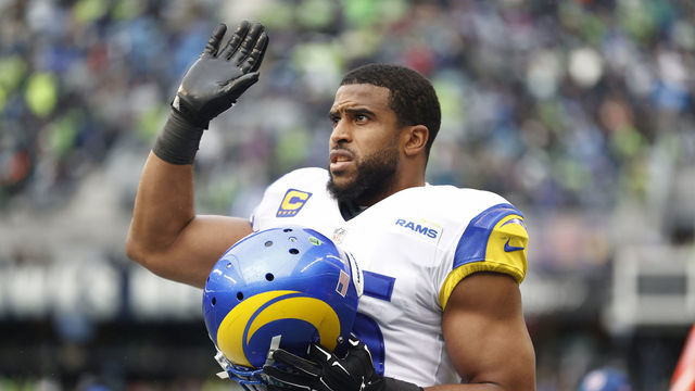 SEATTLE, WASHINGTON - JANUARY 08: Bobby Wagner #45 of the Los Angeles Rams looks on during the third quarter against the Seattle Seahawks at Lumen Field on January 08, 2023 in Seattle, Washington.