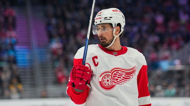 SEATTLE, WASHINGTON - FEBRUARY 18: Dylan Larkin #71 of the Detroit Red Wings looks on during the second period of a game against the Seattle Kraken at Climate Pledge Arena on February 18, 2023 in Seattle, Washington.