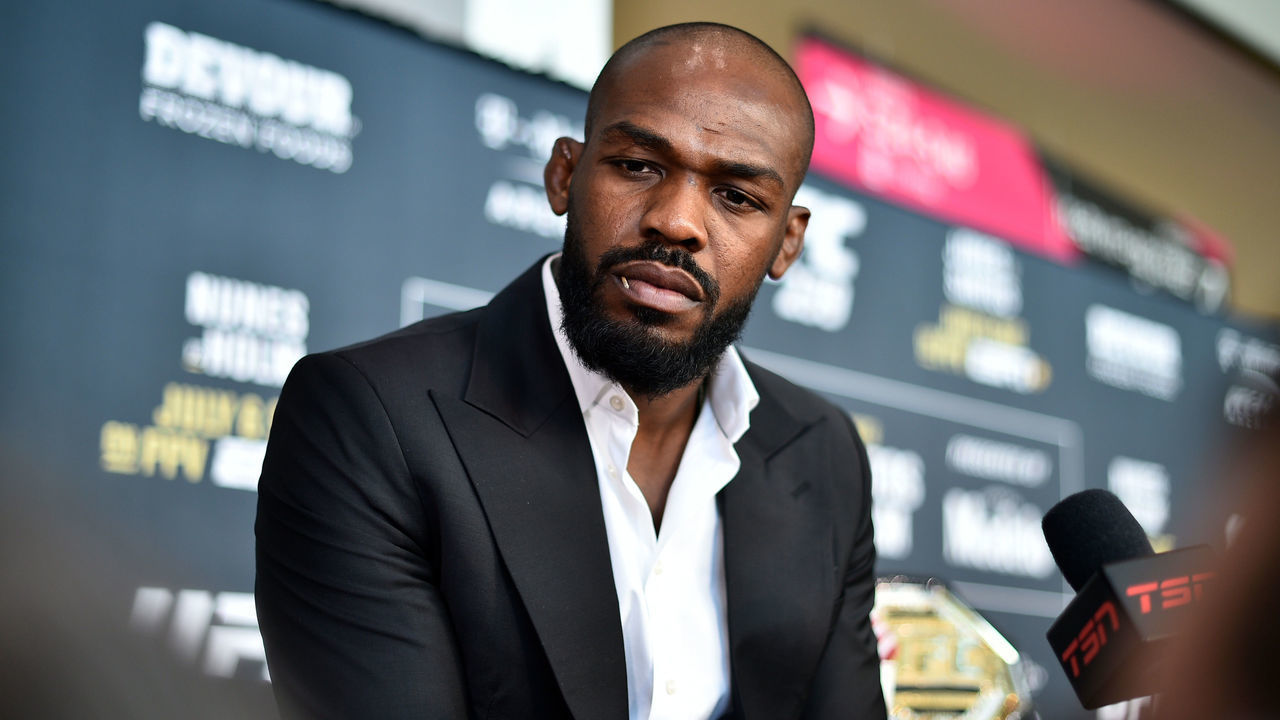 LAS VEGAS, NEVADA - JULY 04: Jon Jones interacts with the media during the UFC 239 Ultimate Media Day at T-Mobile Arena on July 4, 2019 in Las Vegas, Nevada.
