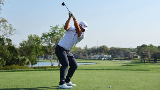 ORLANDO, FLORIDA - MARCH 03: Kurt Kitayama of the United States plays his shot from the third tee during the second round of the Arnold Palmer Invitational presented by Mastercard at Arnold Palmer Bay Hill Golf Course on March 03, 2023 in Orlando, Florida.