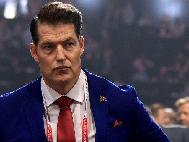MONTREAL, QUEBEC - JULY 07: General manager Bill Armstrong of the Arizona Coyotes during Round One of the 2022 Upper Deck NHL Draft at Bell Centre on July 07, 2022 in Montreal, Quebec, Canada.