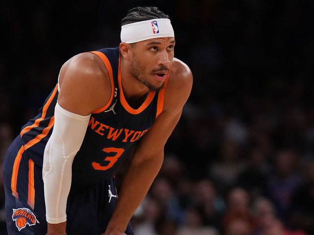 NEW YORK, NEW YORK - FEBRUARY 25: Josh Hart #3 of the New York Knicks in action against the New Orleans Pelicans at Madison Square Garden on February 25, 2023 in New York City. New York Knicks defeated the New Orleans Pelicans 128-106