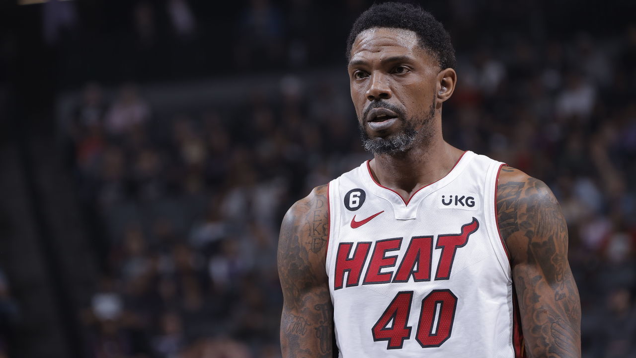 SACRAMENTO, CA - OCTOBER 29: Udonis Haslem #40 of the Miami Heat looks on during the game against the Sacramento Kings on October 29, 2022 at Golden 1 Center in Sacramento, California. Mandatory Copyright Notice: Copyright 2022 NBAE