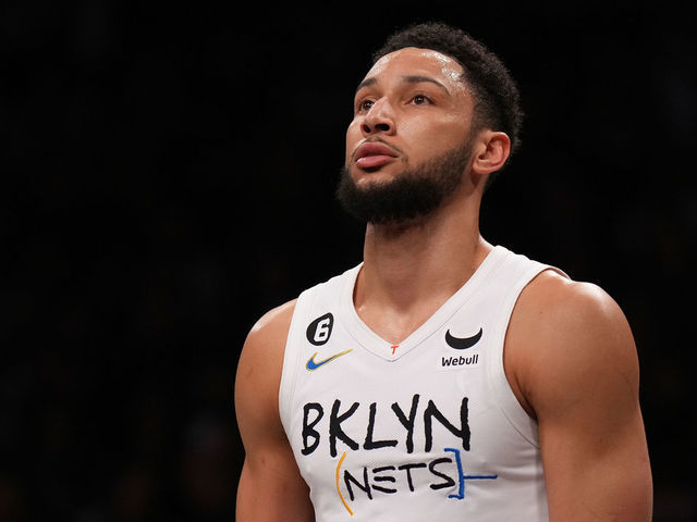 NEW YORK, NEW YORK - JANUARY 26: Ben Simmons #10 of the Brooklyn Nets in action against the Detroit Pistons at Barclays Center on January 26, 2023 in New York City. Detroit Pistons defeated the Brooklyn Nets 130-122.