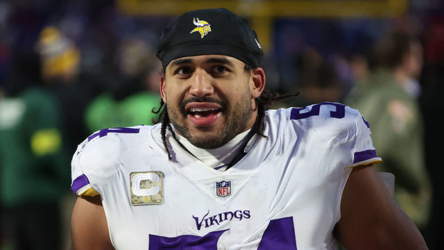 ORCHARD PARK, NY - NOVEMBER 13: Eric Kendricks #54 of the Minnesota Vikings after a game against the Buffalo Bills at Highmark Stadium on November 13, 2022 in Orchard Park, New York.