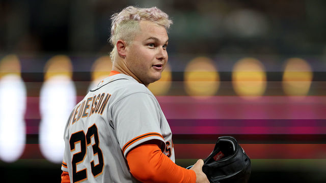 SAN DIEGO, CALIFORNIA - OCTOBER 03: Joc Pederson #23 of the San Francisco Giants looks on during the fourth inning of a game against the San Diego Padres at PETCO Park on October 03, 2022 in San Diego, California.