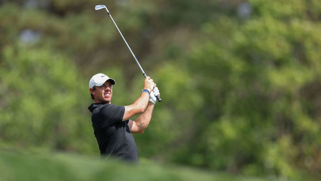 PONTE VEDRA BEACH, FLORIDA - MARCH 07: Rory McIlroy of Northern Ireland hits a shot in a practice round prior to THE PLAYERS Championship on THE PLAYERS Stadium Course at TPC Sawgrass on March 07, 2023 in Ponte Vedra Beach, Florida.