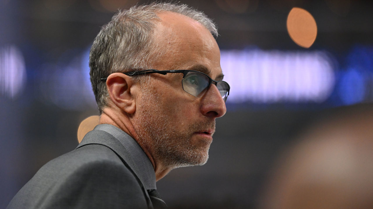 BUFFALO, NY - MARCH 4: Buffalo Sabres head coach Don Granato watches his team play during an NHL game against the Tampa Bay Lightning on March 4, 2023 at KeyBank Center in Buffalo, New York.