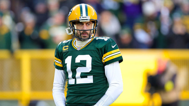 GREEN BAY, WISCONSIN - JANUARY 01: Aaron Rodgers #12 of the Green Bay Packers looks on before the game against the Minnesota Vikings at Lambeau Field on January 01, 2023 in Green Bay, Wisconsin.