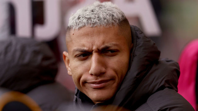 WOLVERHAMPTON, ENGLAND - MARCH 04: Richarlison of Tottenham Hotspur looks on from the bench during the Premier League match between Wolverhampton Wanderers and Tottenham Hotspur at Molineux on March 04, 2023 in Wolverhampton, England.