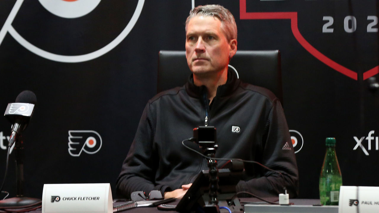 VOORHEES, NEW JERSEY - JULY 23: General manager Chuck Fletcher of the Philadelphia Flyers attends the first round of the 2021 NHL Entry Draft at Flyers Training Center on July 23, 2021 in Voorhees, New Jersey.