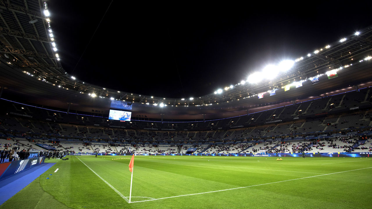 A general view of the pitch from the corner flag prior to the International Friendly match at the Stade de France, Paris.