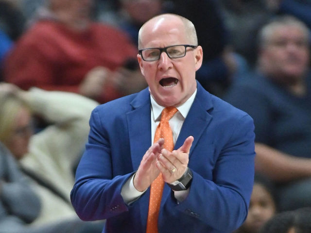 STORRS, CT - DECEMBER 02: Providence Friars head coach Jim Crowley reacts to a play during the game as the Providence Friars take on the UConn Huskies on December 2, 2022, at the Harry A. Gampel Pavilion in Storrs, Connecticut.