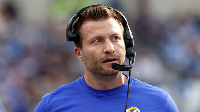 INGLEWOOD, CALIFORNIA - JANUARY 01: Head coach Sean McVay of the Los Angeles Rams looks on during the second quarter against the Los Angeles Chargers at SoFi Stadium on January 01, 2023 in Inglewood, California.