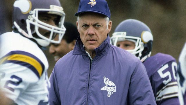 MINNEAPOLIS, MIN - OCTOBER, 1983: Head Coach Bud Grant of the Minnesota Vikings in practice in October 1983 in Minneapolis, Minnesota.