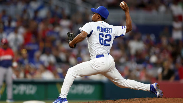 MIAMI, FL - MARCH 13: Duque Hebbert #62 of Team Nicaragua pitches during Game 5 of Pool D between Team Dominican Republic and Team Nicaragua at loanDepot Park on Monday, March 13, 2023 in Miami, Florida.