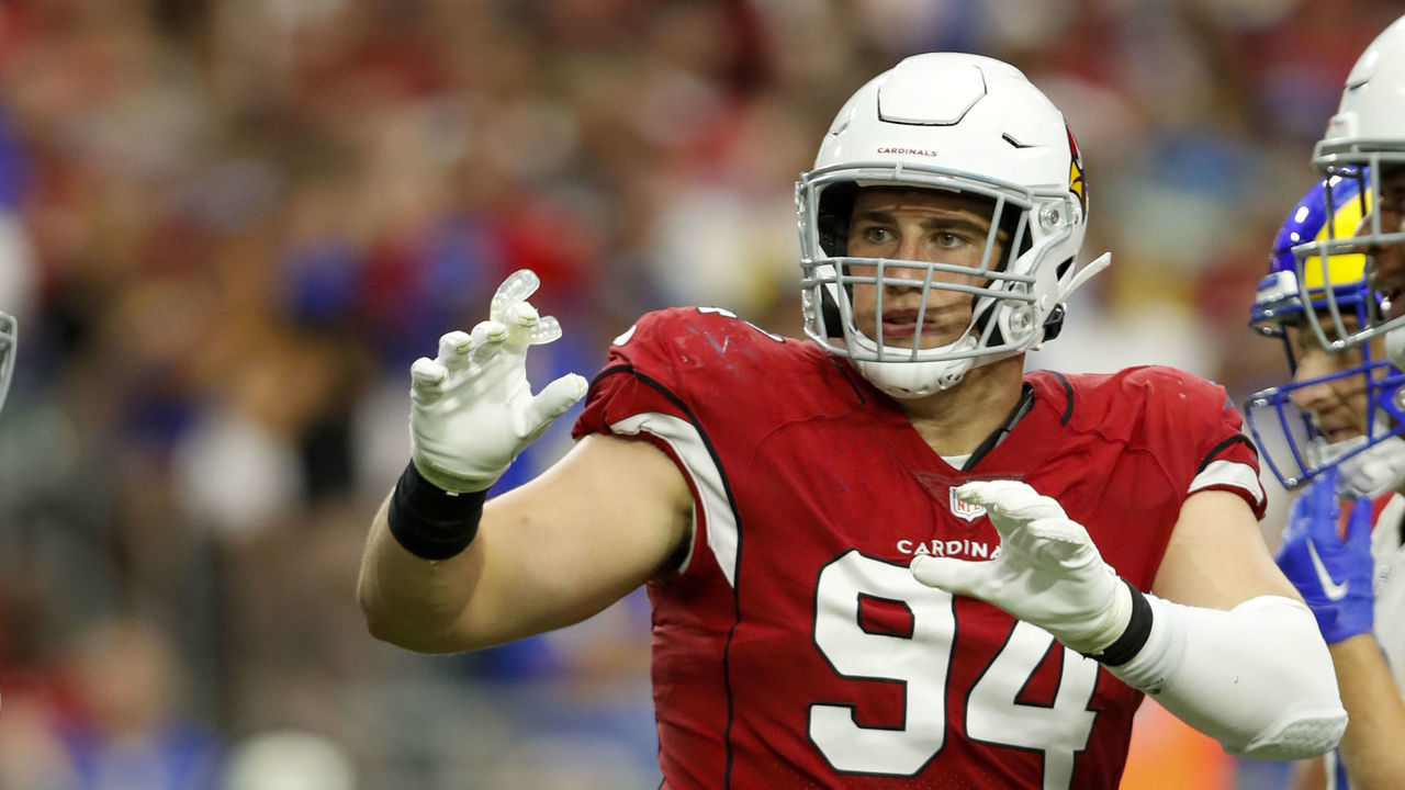 PHOENIX, AZ - SEPTEMBER 25: Arizona Cardinals defensive end Zach Allen (94) during the NFL game between the Los Angeles Rams and the Arizona Cardinals on September 25, 2022, at State Farm Stadium in Glendale, AZ.