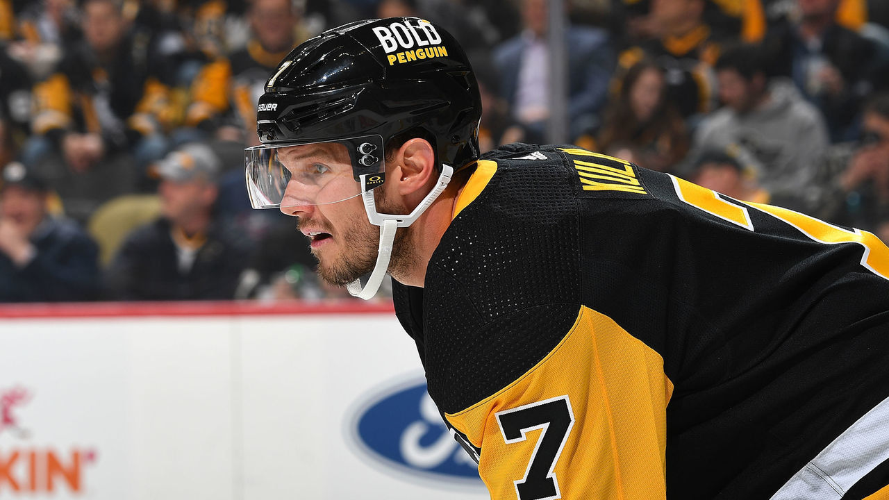 PITTSBURGH, PA - MARCH 07: Dmitry Kulikov #7 of the Pittsburgh Penguins skates against the Columbus Blue Jackets at PPG PAINTS Arena on March 7, 2023 in Pittsburgh, Pennsylvania.
