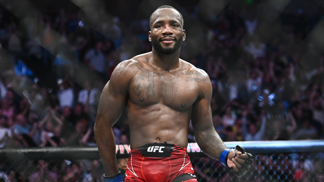 SALT LAKE CITY, UTAH - AUGUST 20: Leon Edwards of Jamaica celebrates after winning a welterweight title bout against Kamaru Usman of Nigeria during UFC 278 at Vivint Arena on August 20, 2022 in Salt Lake City, Utah.