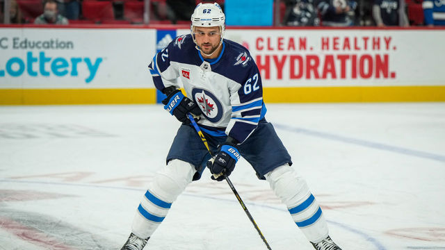 RALEIGH, NORTH CAROLINA - MARCH 14: Nino Niederreiter #62 of the Winnipeg Jets warms up prior to a game against the Carolina Hurricanes at PNC Arena on March 14, 2023 in Raleigh, North Carolina.