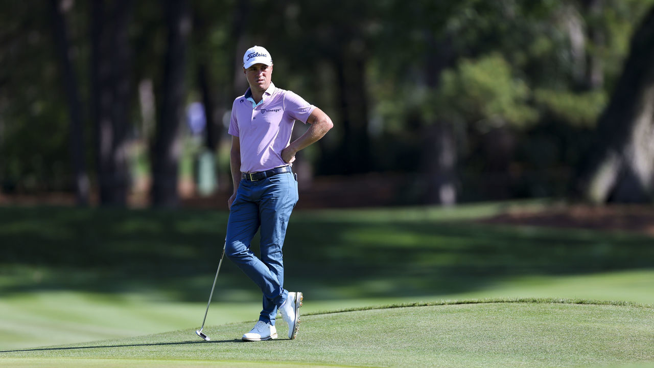 PONTE VEDRA BEACH, FLORIDA - MARCH 12: Justin Thomas on the 11th hole during the final round of THE PLAYERS Championship at Stadium Course at TPC Sawgrass on March 12, 2023 in Ponte Vedra Beach, Florida.
