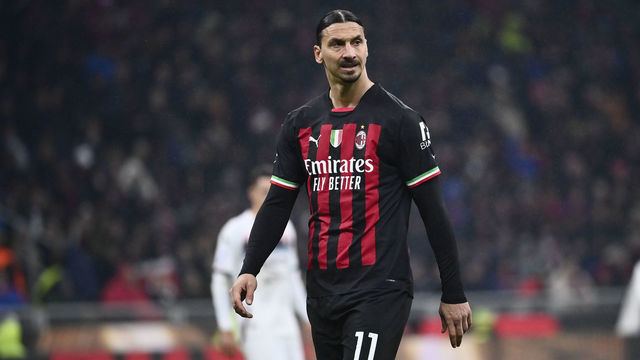 MILAN, ITALY - MARCH 13: Zlatan Ibrahimovic of AC Milan reacts during the Serie A match between AC MIlan and Salernitana at Stadio Giuseppe Meazza on March 13, 2023 in Milan, Italy.