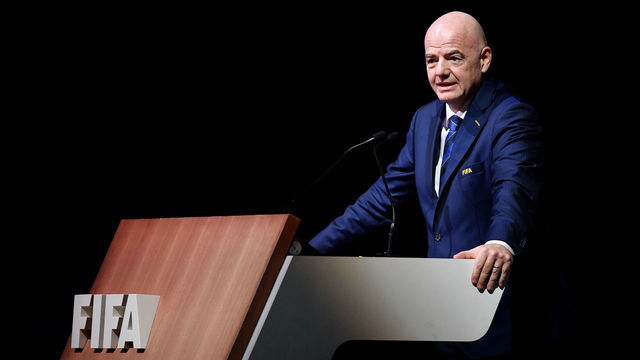 KIGALI, RWANDA - MARCH 16: Gianni Infantino, President of FIFA speaks during the 73rd FIFA Congress 2023 on March 16, 2023 in Kigali, Rwanda.