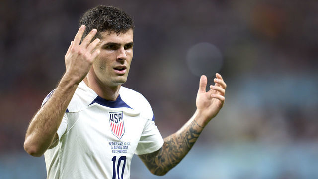 DOHA, QATAR - DECEMBER 03: Christian Pulisic of United States reacts during the FIFA World Cup Qatar 2022 Round of 16 match between Netherlands and USA at Khalifa International Stadium on December 03, 2022 in Doha, Qatar.