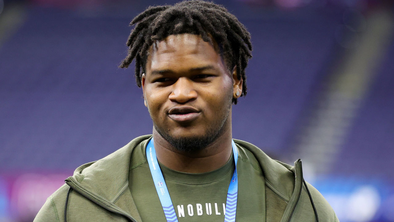 INDIANAPOLIS, INDIANA - MARCH 02: Jalen Carter of Georgia looks on during the NFL Combine at Lucas Oil Stadium on March 02, 2023 in Indianapolis, Indiana.