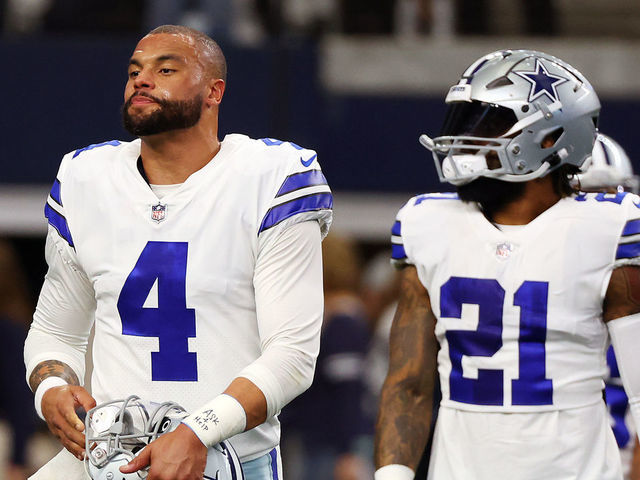 Dallas Cowboys quarterbacks Dak Prescott (4) stands on the field