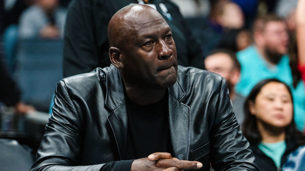 CHARLOTTE, NORTH CAROLINA - MARCH 03: Charlotte Hornets owner Michael Jordan looks on during their game against the Orlando Magic at Spectrum Center on March 03, 2023 in Charlotte, North Carolina.
