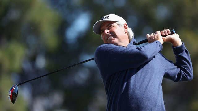 TUCSON, ARIZONA - MARCH 04: Fred Couples of the United States plays a tee shot on the 15th hole during round two of the Cologuard Classic at Omni Tucson National on March 04, 2023 in Tucson, Arizona.