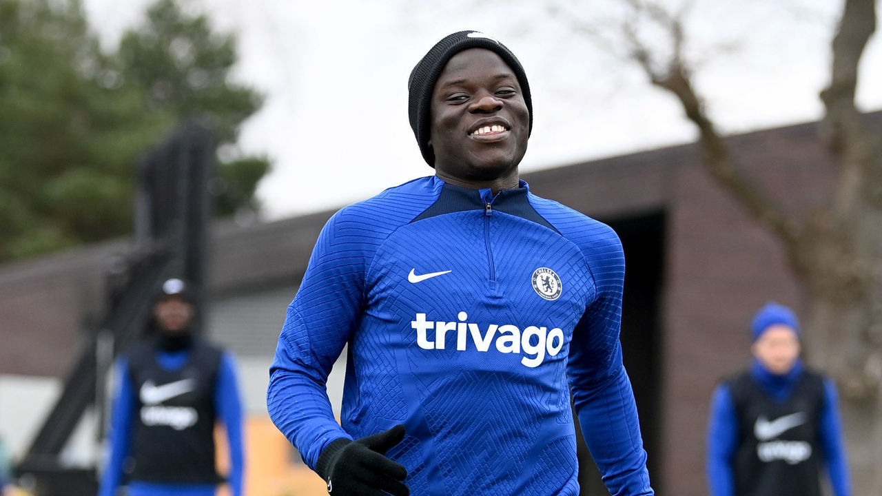 COBHAM, ENGLAND - MARCH 03: N'Golo Kante of Chelsea during a training session at Chelsea Training Ground on March 3, 2023 in Cobham, England.