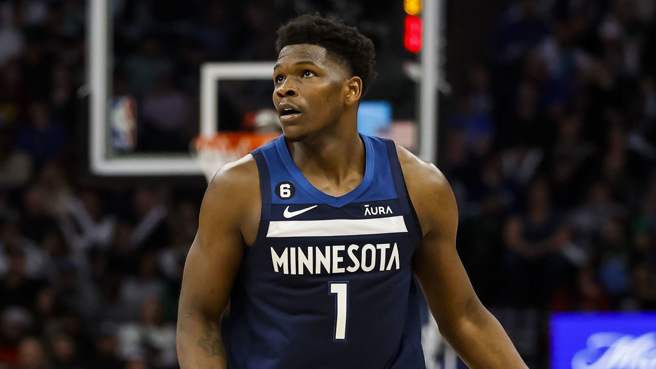 MINNEAPOLIS, MN - MARCH 15: Anthony Edwards #1 of the Minnesota Timberwolves dribbles the ball against the Boston Celtics in the third quarter of the game at Target Center on March 15, 2023 in Minneapolis, Minnesota. The Celtics defeated the Timberwolves 104-102.