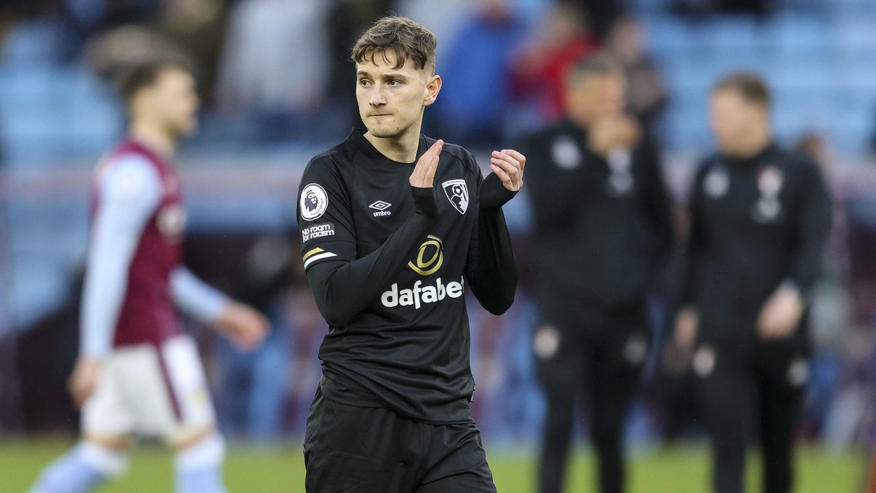 BIRMINGHAM, ENGLAND - MARCH 18: David Brooks of Bournemouth looks on after his side's 3-0 defeat during the Premier League match between Aston Villa and AFC Bournemouth at Villa Park on March 18, 2023 in Birmingham, England. Brooks who has recovered from stage two Hodgkin lymphoma came on as a second half sub.
