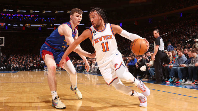 NEW YORK, NY - MARCH 18: Jalen Brunson #11 of the New York Knicks moves the ball during the game against the Denver Nuggets on March 18, 2023 at Madison Square Garden in New York City, New York. Mandatory Copyright Notice: Copyright 2023 NBAE