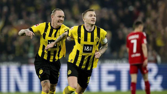DORTMUND, GERMANY - MARCH 18: Marco Reus of Borussia Dortmund is celebrating a goal during the Bundesliga match between Borussia Dortmund and 1. FC Köln at Signal Iduna Park on March 18, 2023 in Dortmund, Germany.