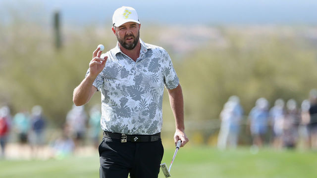 TUCSON, ARIZONA - MARCH 18: Marc Leishman of Ripper GC reacts after a par putt on the 18th green during Day Two of the LIV Golf Invitational - Tucson at on March 18, 2023 in Tucson, Arizona.