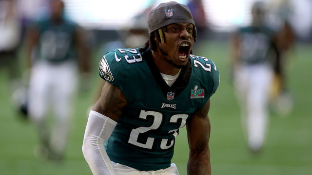 GLENDALE, ARIZONA - FEBRUARY 12: C.J. Gardner-Johnson #23 of the Philadelphia Eagles takes the field prior to playing the Kansas City Chiefs in Super Bowl LVII at State Farm Stadium on February 12, 2023 in Glendale, Arizona.